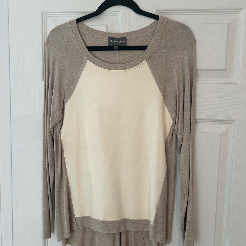 Michael Stars real leather mix tunic